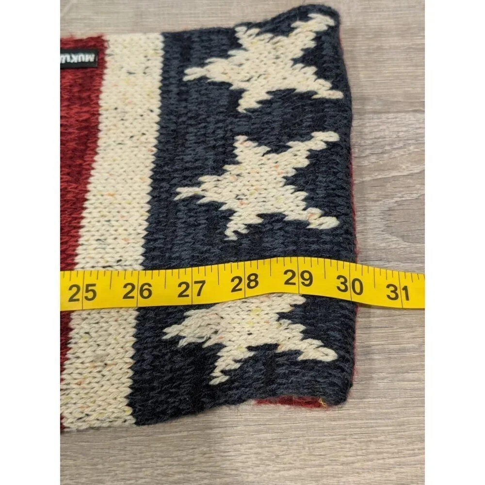 MUKLUKS American Flag Infinity Sweater Scarf Red Blue Stars Stripe Patriotic